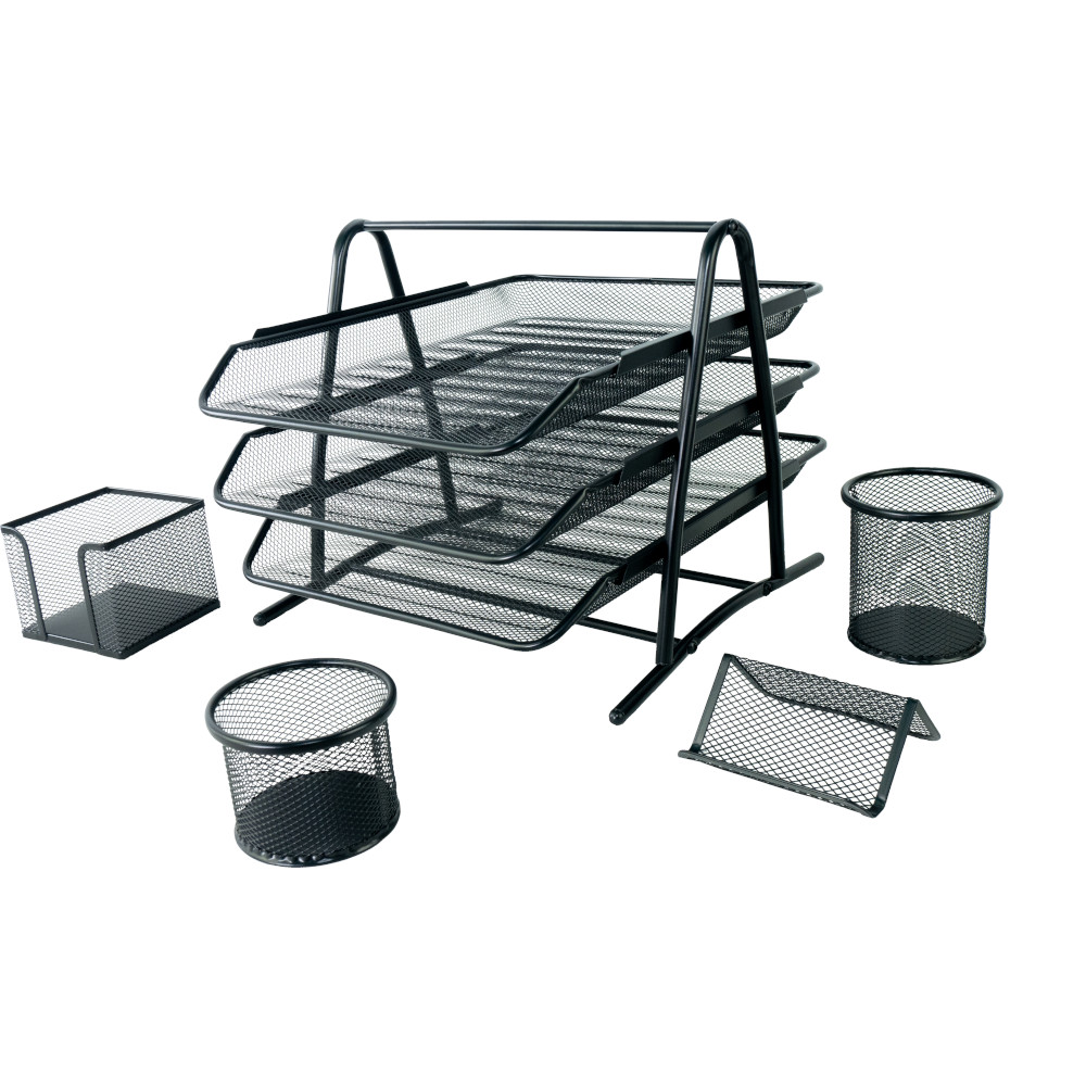SET DE OFICINA MALLA METÁLICA 5PZAS NEGRO